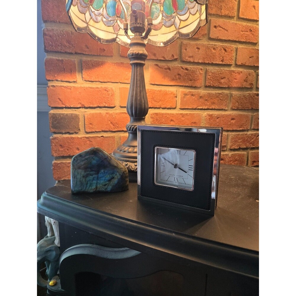 Ralph Lauren Leather  Trim Fulton Chelsea Desk Clock